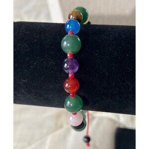 Multi-color Glass Bead Bracelet --7.75"
